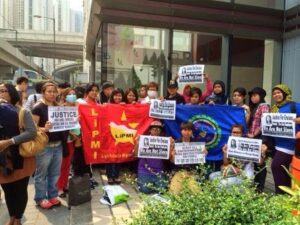Aksi Buruh Migran Sebelum Persidangan Erwiana Dimulai