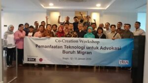 Peserta workshop yang memiliki komposisi dari organisasi untuk advokasi buruh migran